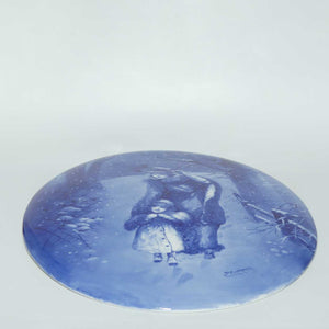 Doulton Burslem Blue Childrens large oval wall plaque (Woman sheltering child; Curnock)