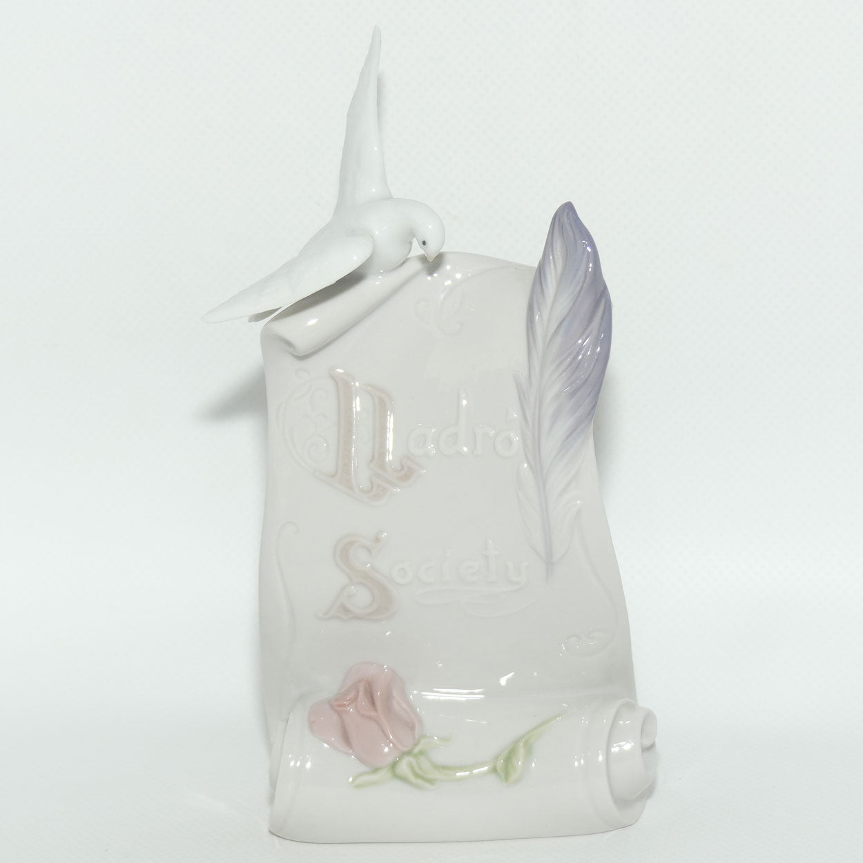Lladro Society Dove and Pink Rose display plaque | #1
