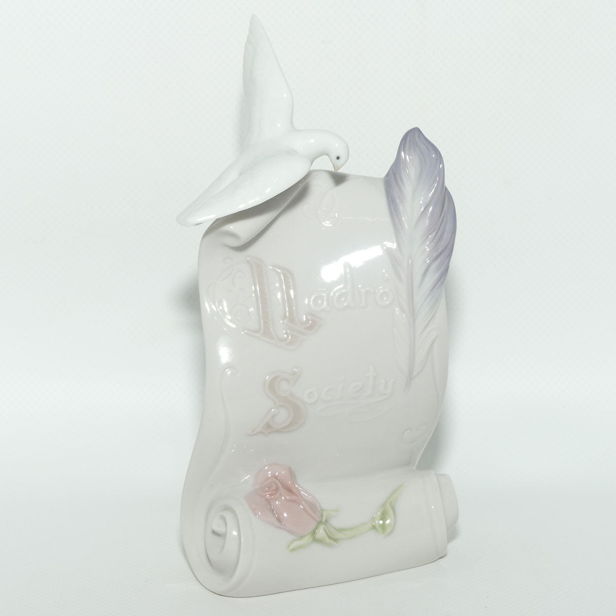 Lladro Society Dove and Pink Rose display plaque | #1
