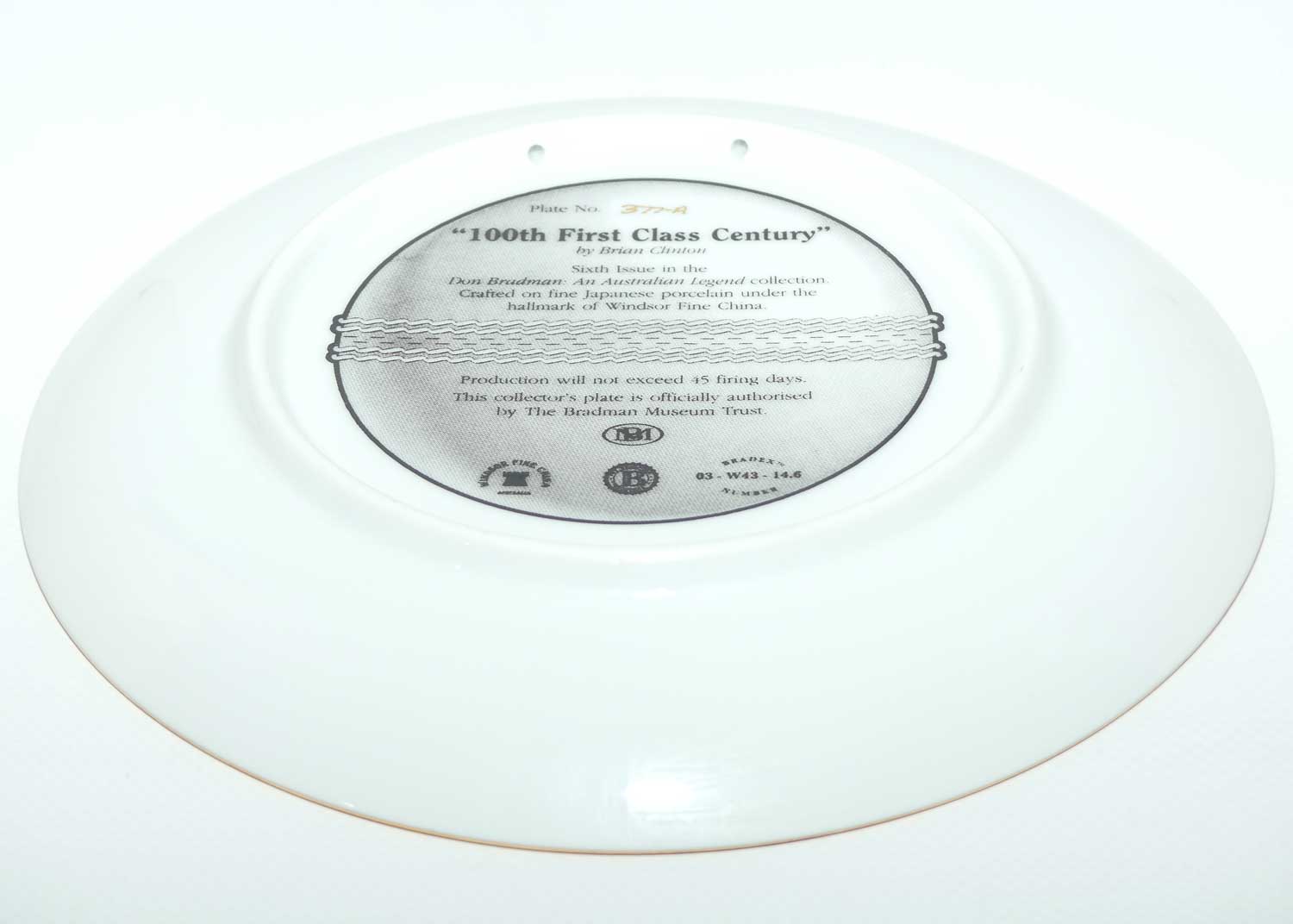 Cricket Memorabilia | Don Bradman: An Australian Legend Collection plate | #6 | 100th First Class Century