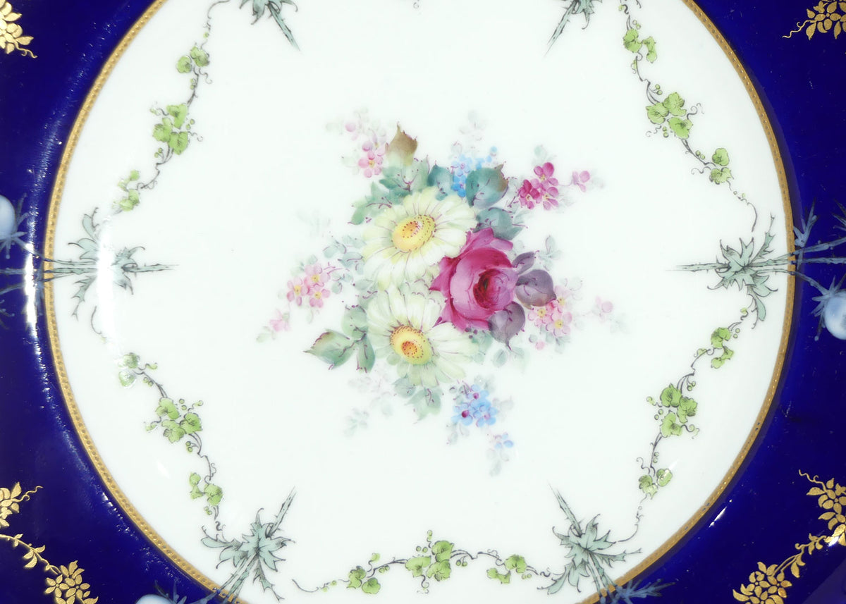 Royal Crown Derby Floral Decor and Rich Blue and Gilt plate | #1 | Pattern 6642 | c.1902