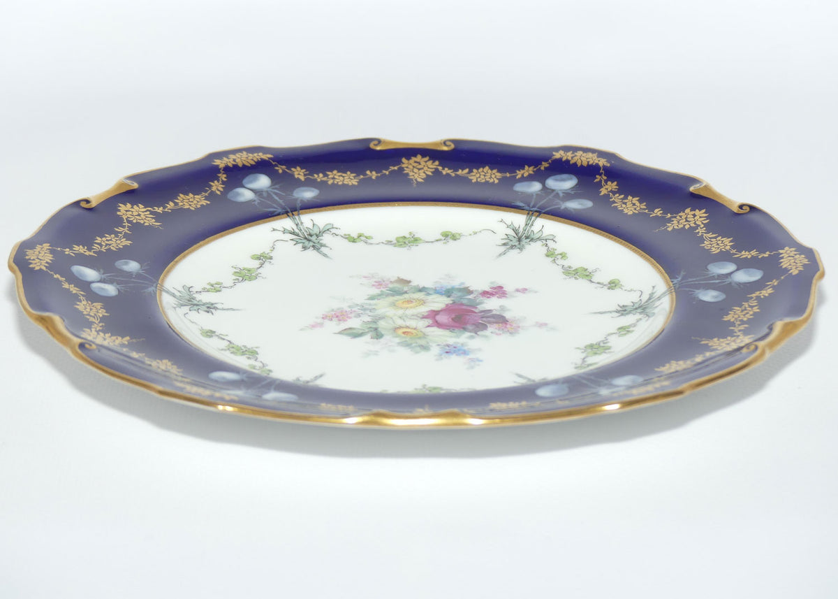 Royal Crown Derby Floral Decor and Rich Blue and Gilt plate | #1 | Pattern 6642 | c.1902