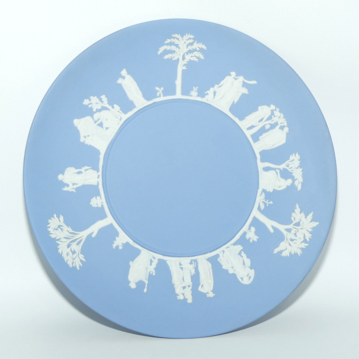 Wedgwood Jasper | White on Pale Blue | Maidens large plate | 23.5cm diam | #2