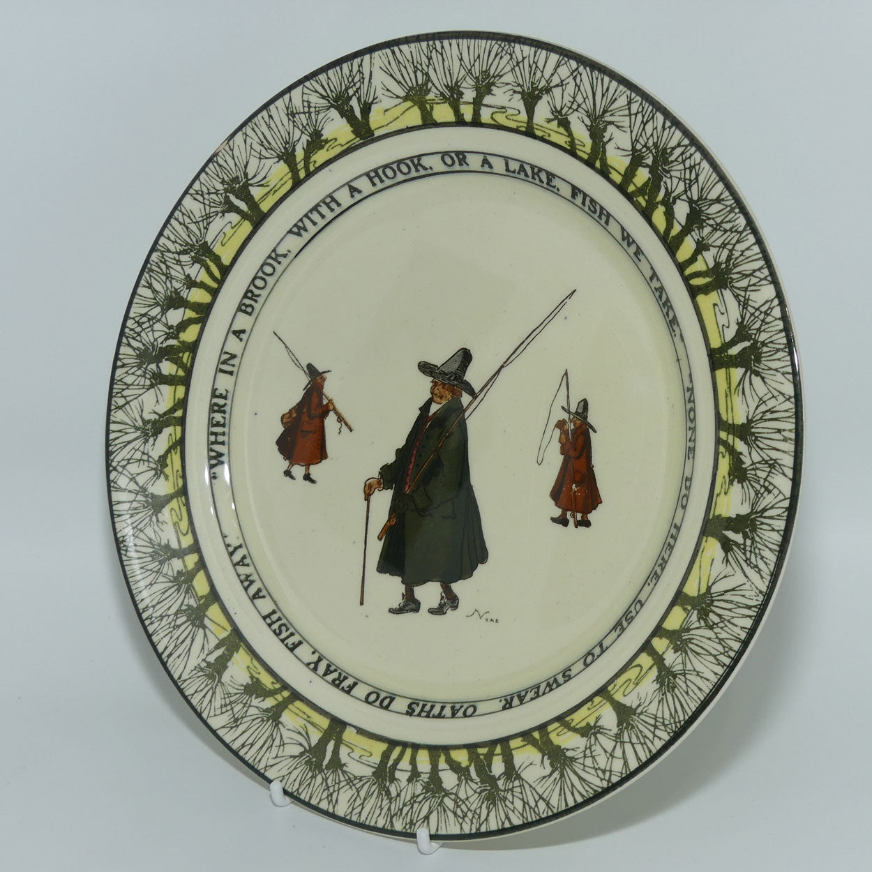 oyal Doulton Isaac Walton Gallant Fishers plate | 24cm | Where in a brook/None do here