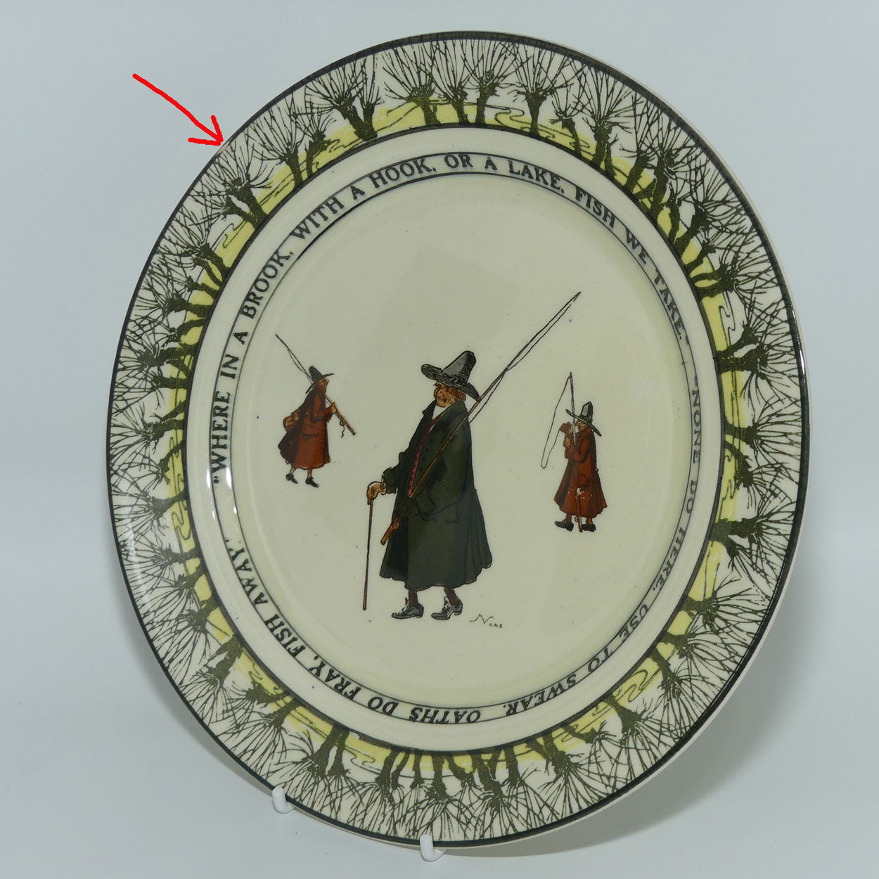 oyal Doulton Isaac Walton Gallant Fishers plate | 24cm | Where in a brook/None do here