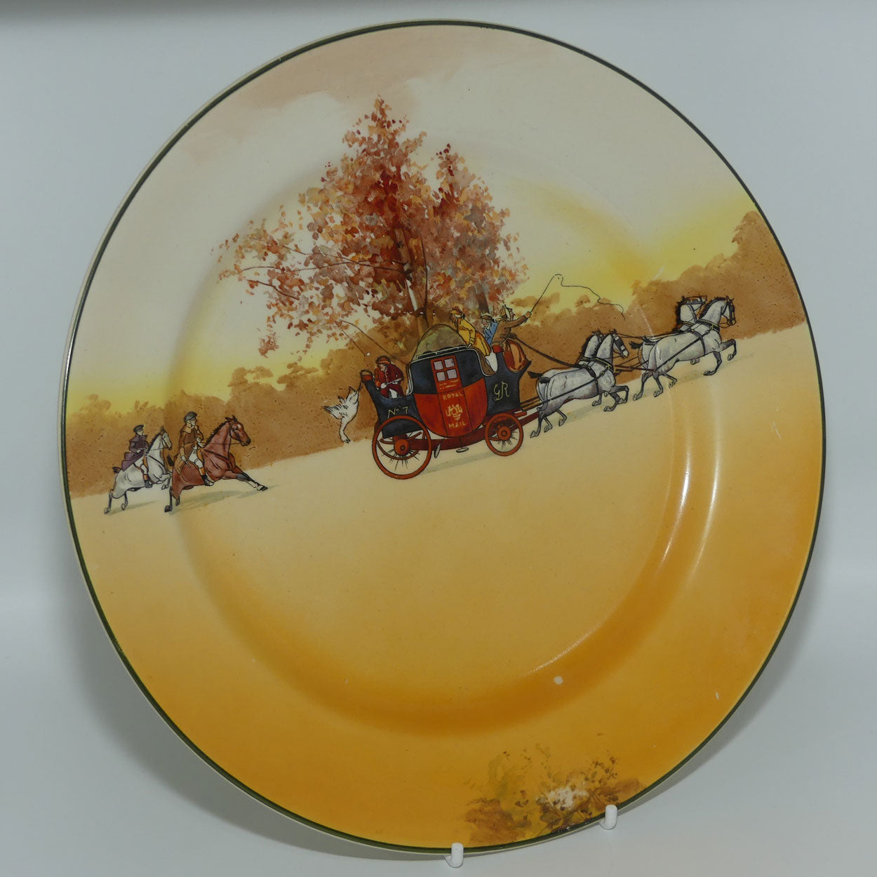 Royal Doulton Coaching Days large round plate #3 | D2716  | Scene 14: Coach pursued by highwaymen
