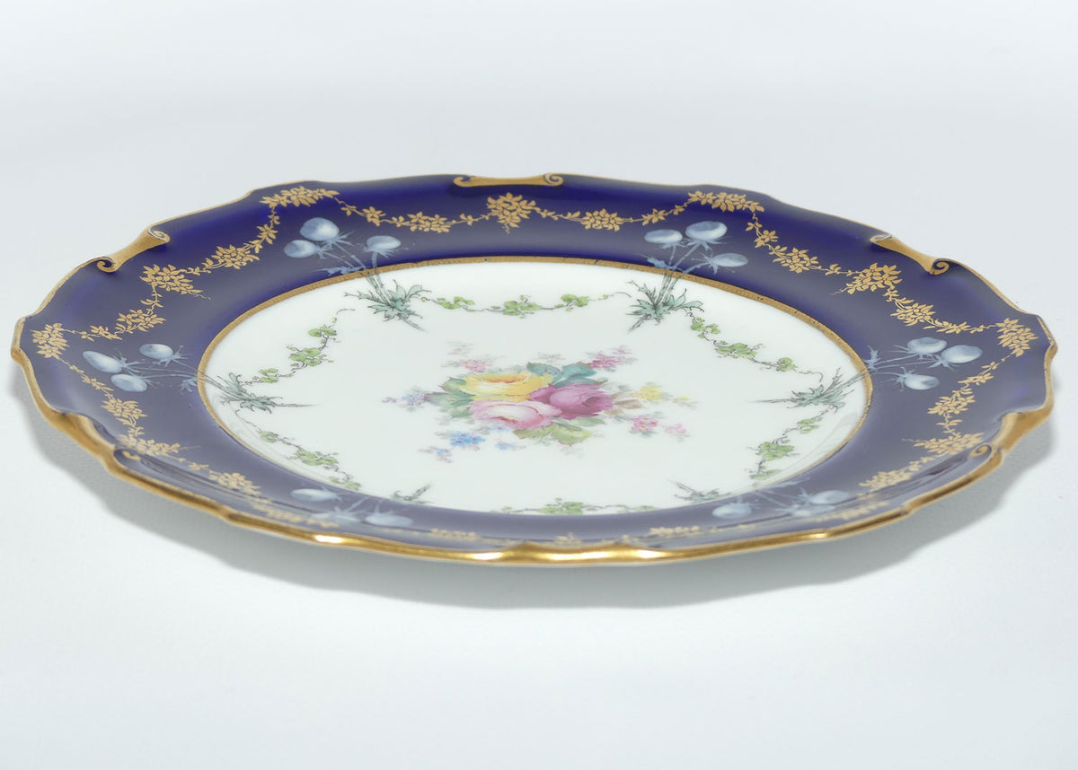 Royal Crown Derby Floral Decor and Rich Blue and Gilt plate | #2 | Pattern 6642 | c.1902