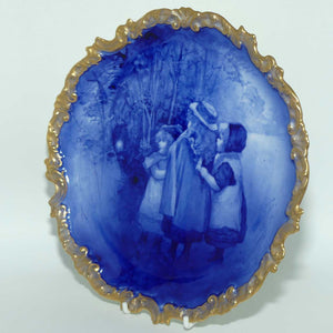 Doulton Burslem Blue Childrens fancy plate with gilt border (Three girls watching Tinkerbell)