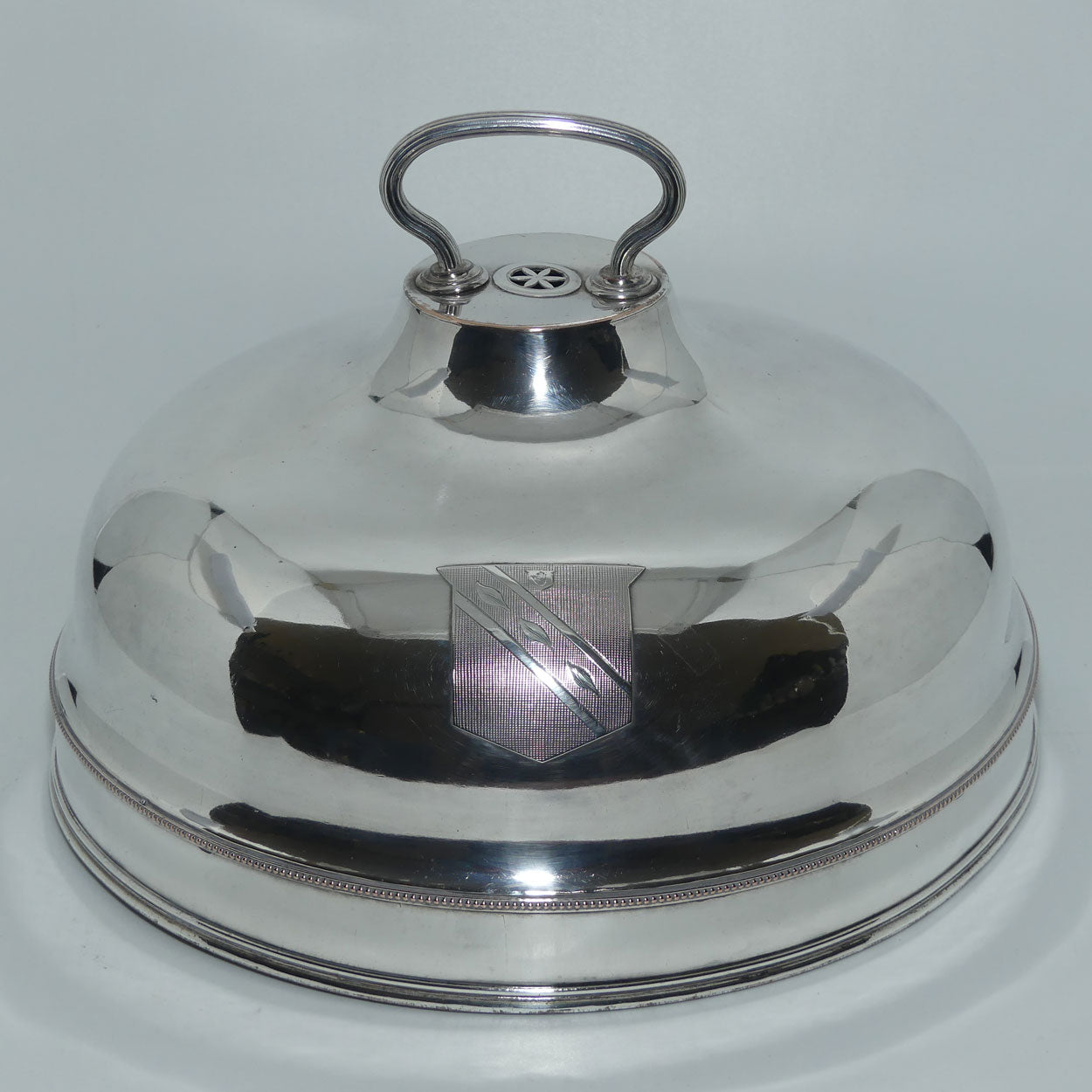 Georgian era Old Sheffield Plate dish cover | Bright Cut Shield