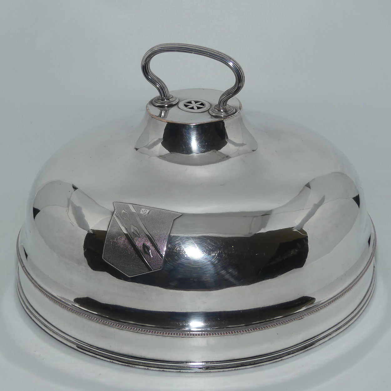 Georgian era Old Sheffield Plate dish cover | Bright Cut Shield 