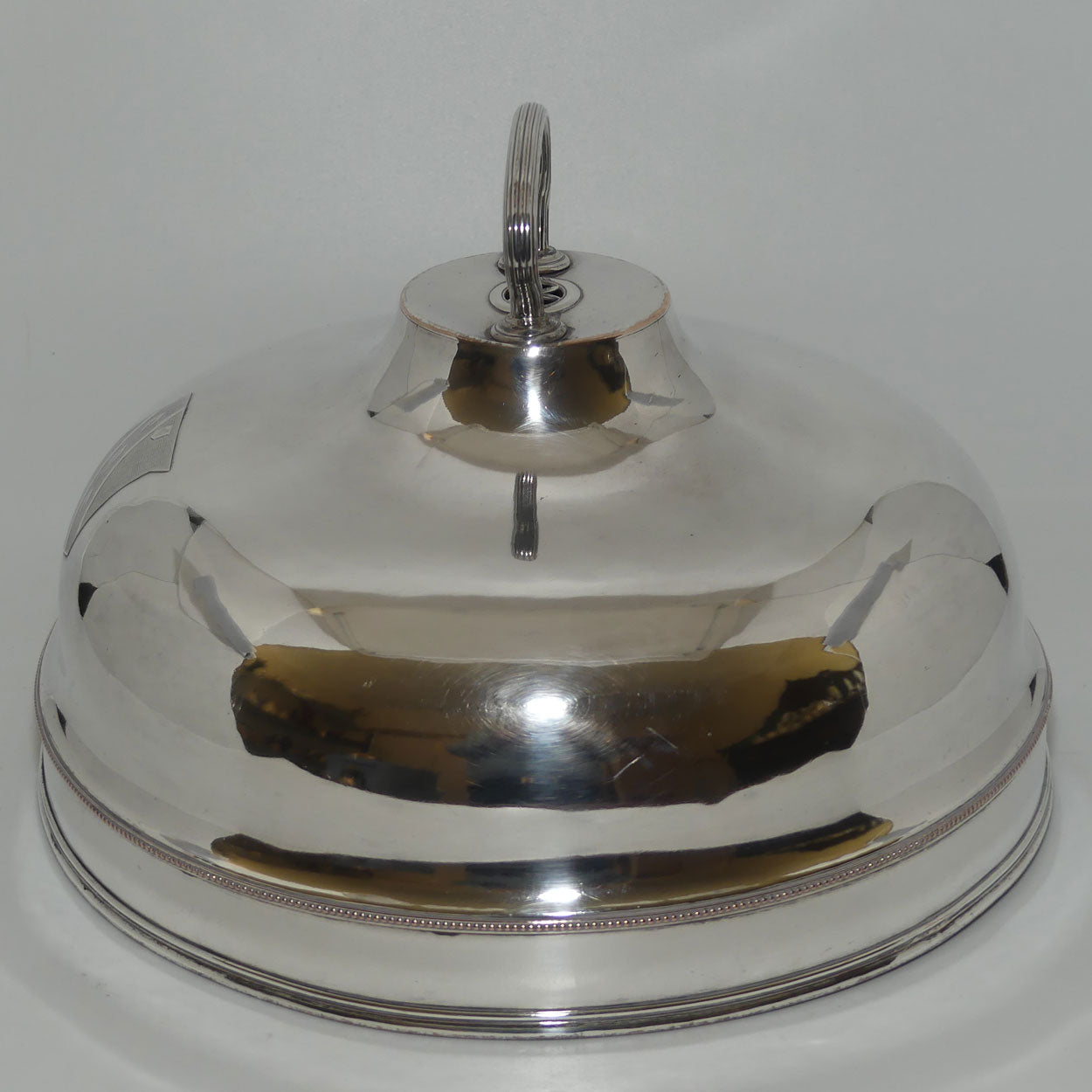 Georgian era Old Sheffield Plate dish cover | Bright Cut Shield 