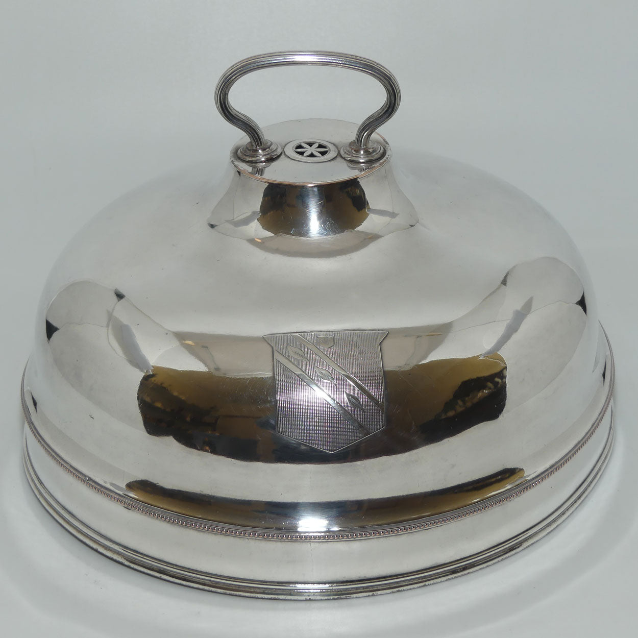 Georgian era Old Sheffield Plate dish cover | Bright Cut Shield 