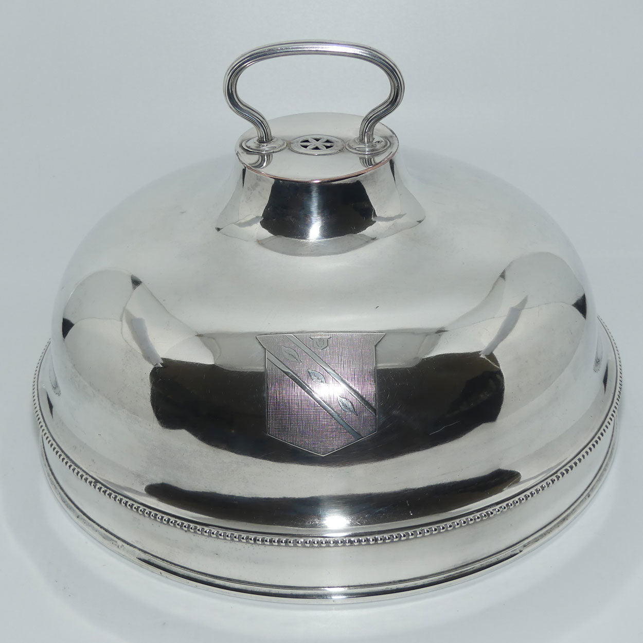 Georgian era Old Sheffield Plate dish cover | Bright Cut Shield