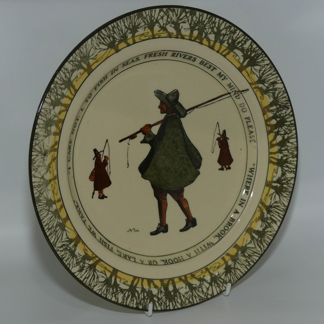 Royal Doulton Isaak Walton Gallant Fishers rack plate D2312: I care not/Where in a brook