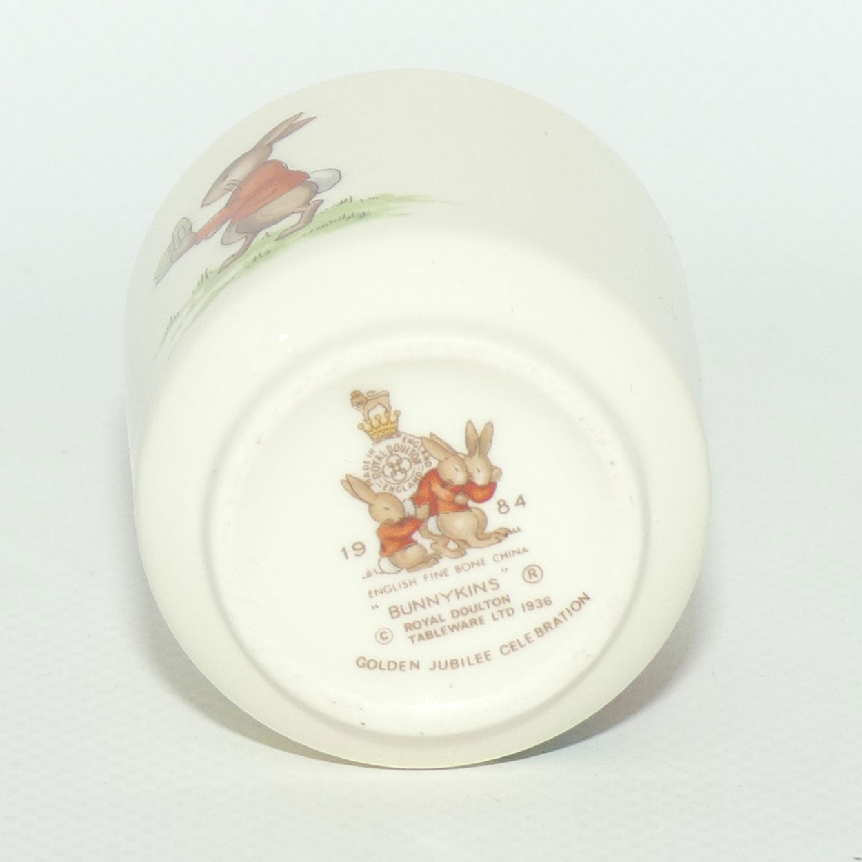 Royal Doulton Bunnykins egg cup | Drummer and Bugler | Raising Hat