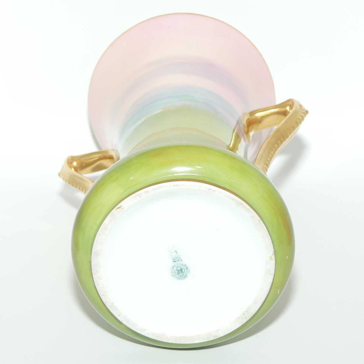 Royal Doulton hand painted Farmer Ploughing and Heavy Horses twin handle vase