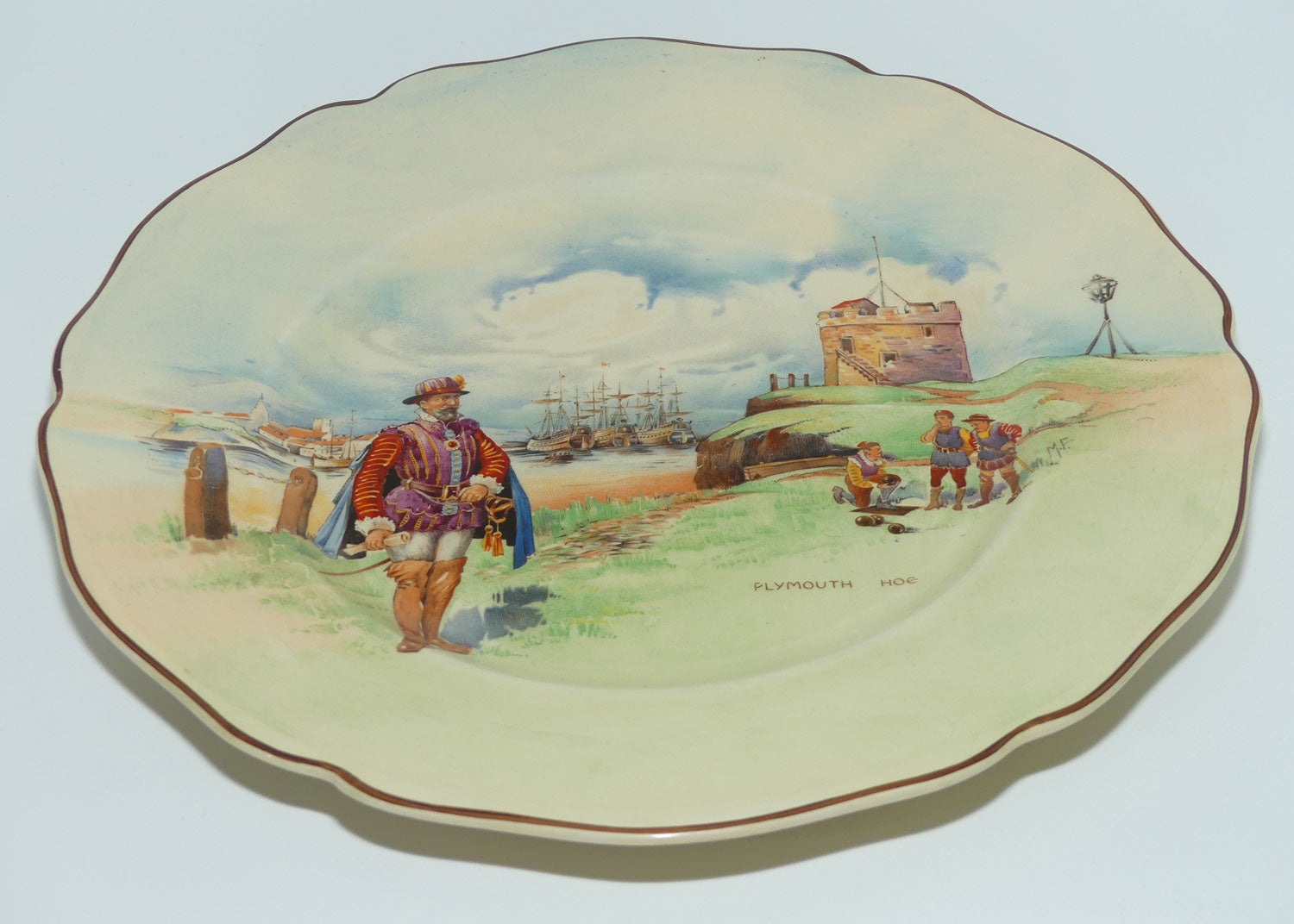 Royal Doulton Historic England | Sir Francis Drake at Plymouth Hoe plate D5940