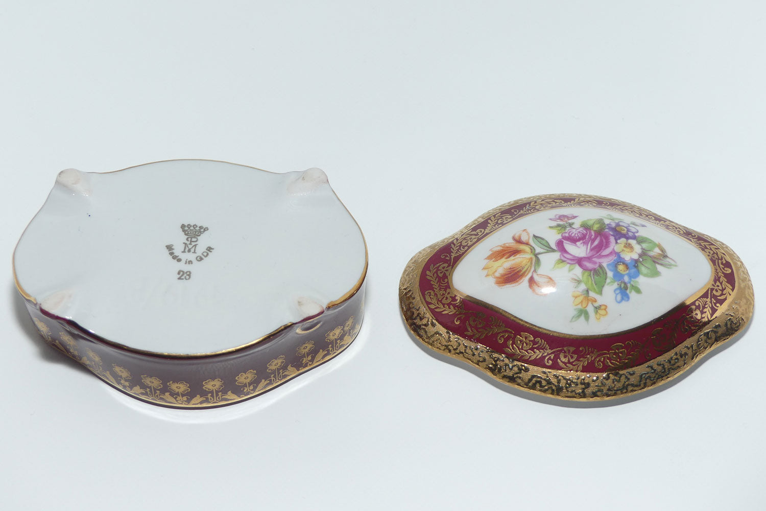 PM Martinroda Germany Floral and Rouge Gilt trinket box