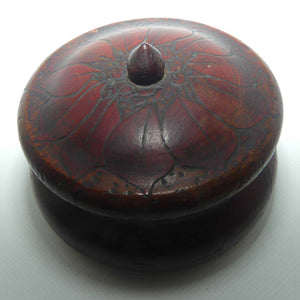 Australian Pokerwork trinket box | powder bowl | Poinsettia pattern