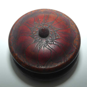 Australian Pokerwork trinket box | powder bowl | Poinsettia pattern