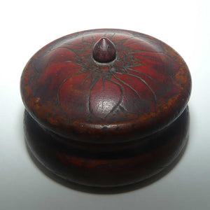 Australian Pokerwork trinket box | powder bowl | Poinsettia pattern