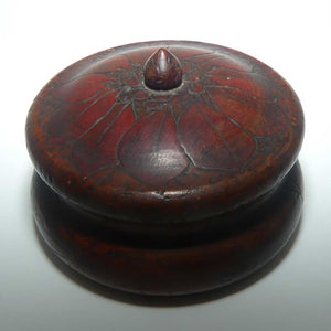 Australian Pokerwork trinket box | powder bowl | Poinsettia pattern