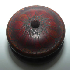 Australian Pokerwork trinket box | powder bowl | Poinsettia pattern