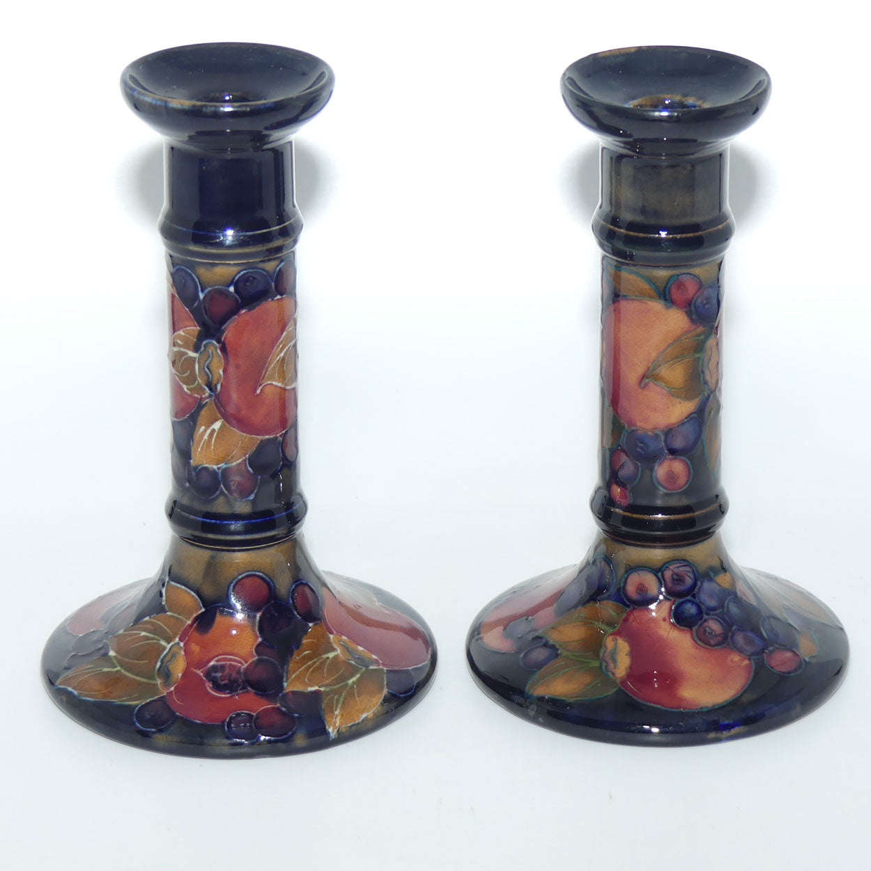 William Moorcroft Pomegranate candlesticks | Pair