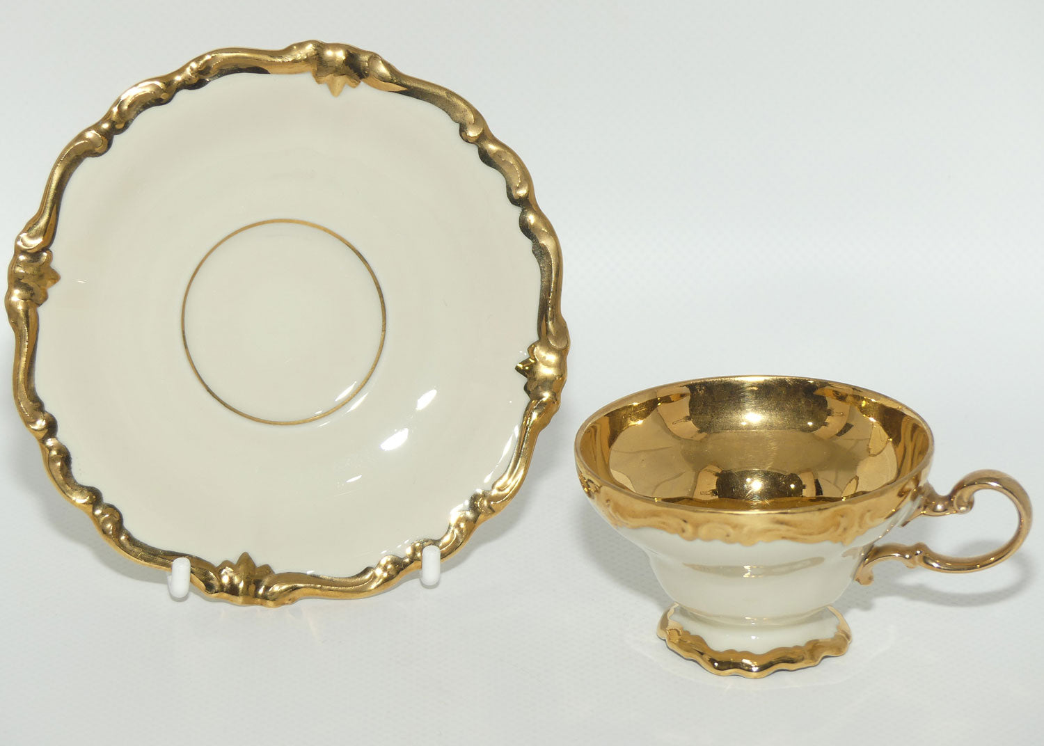 Rosenthal Pompadour Cream and Gilt demi tasse duo | Gilt interior