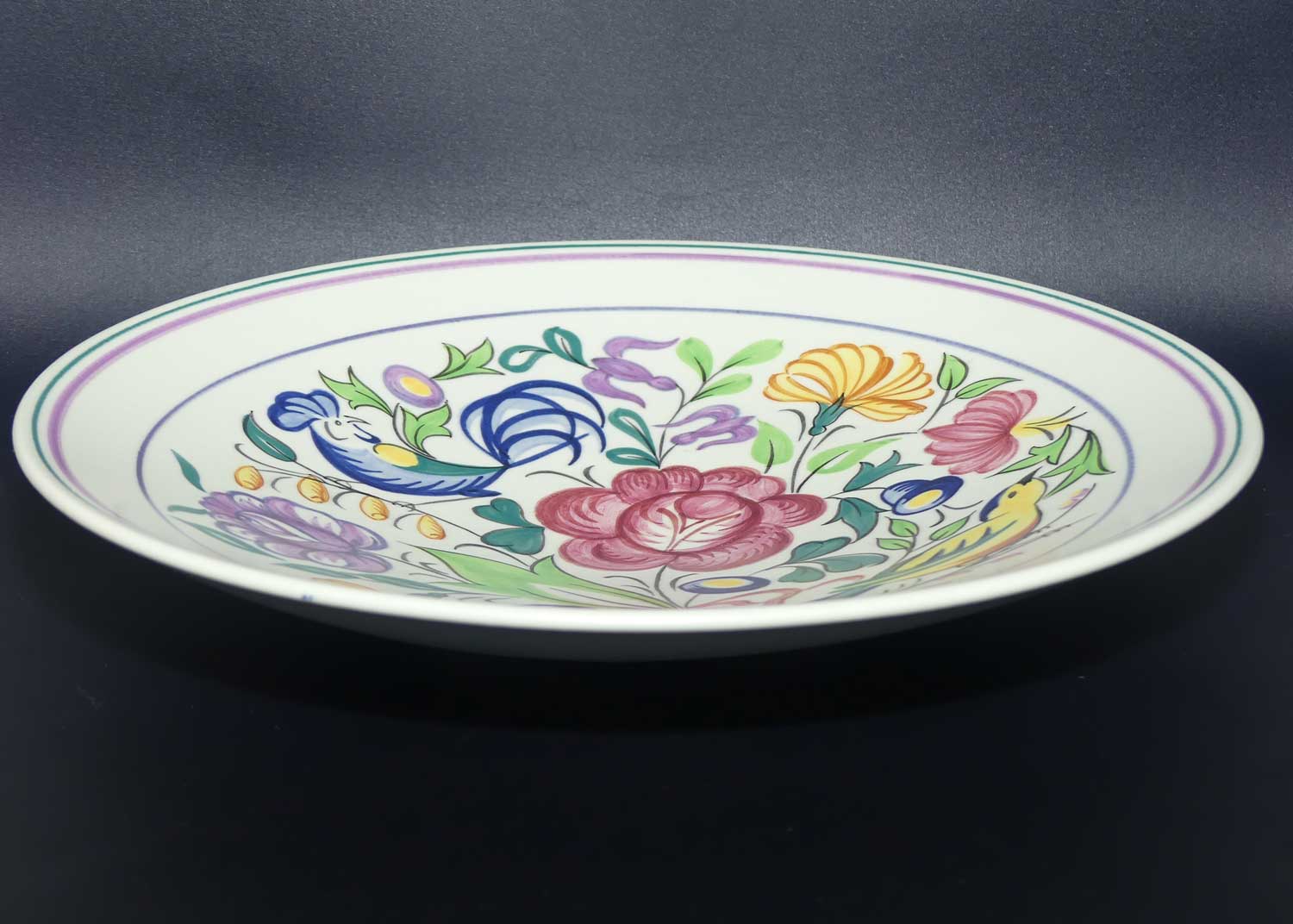 Poole Pottery Traditional Hand Decorated bowl | Flowers and Birds