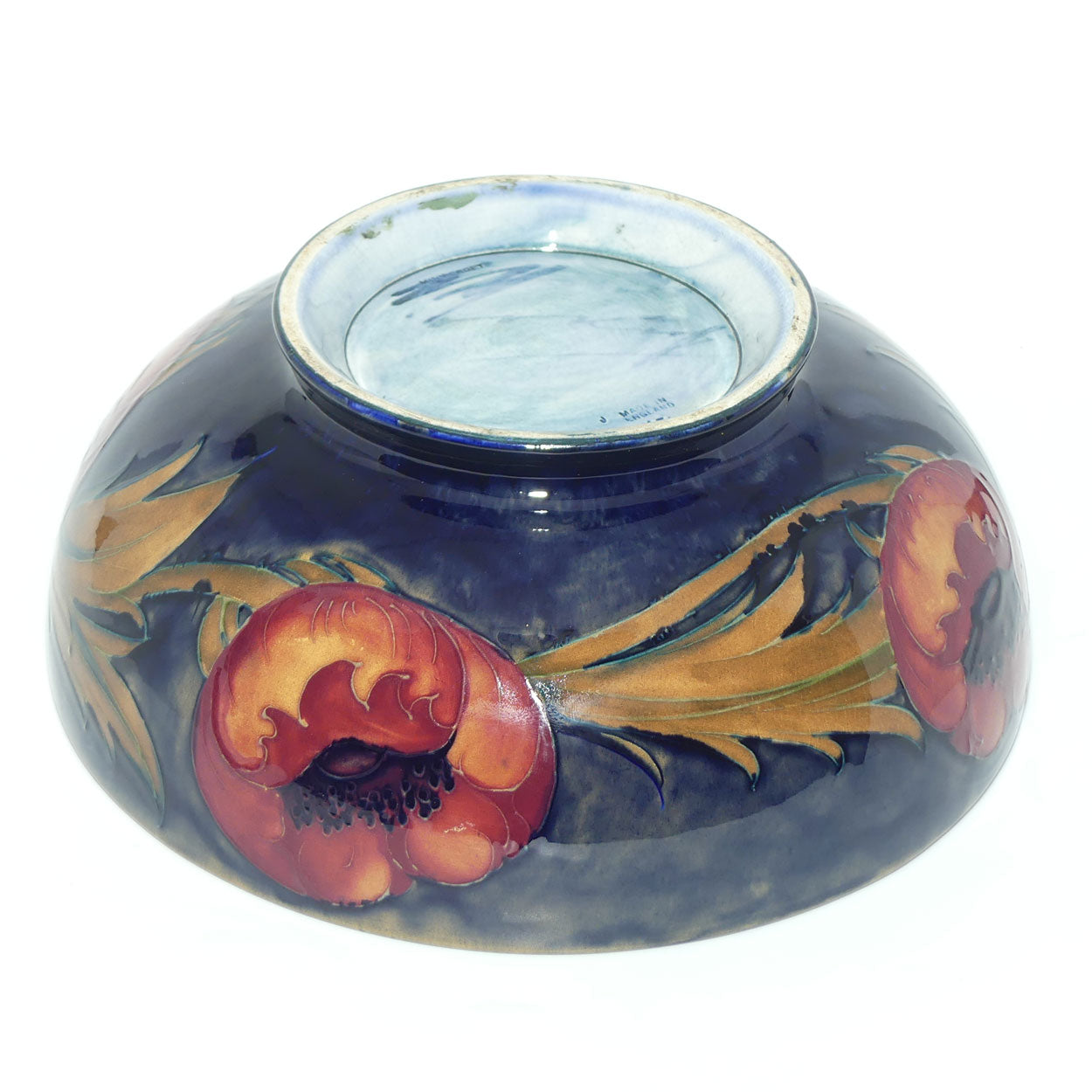 William Moorcroft Poppies fruit bowl  | Ochre Poppies | #2
