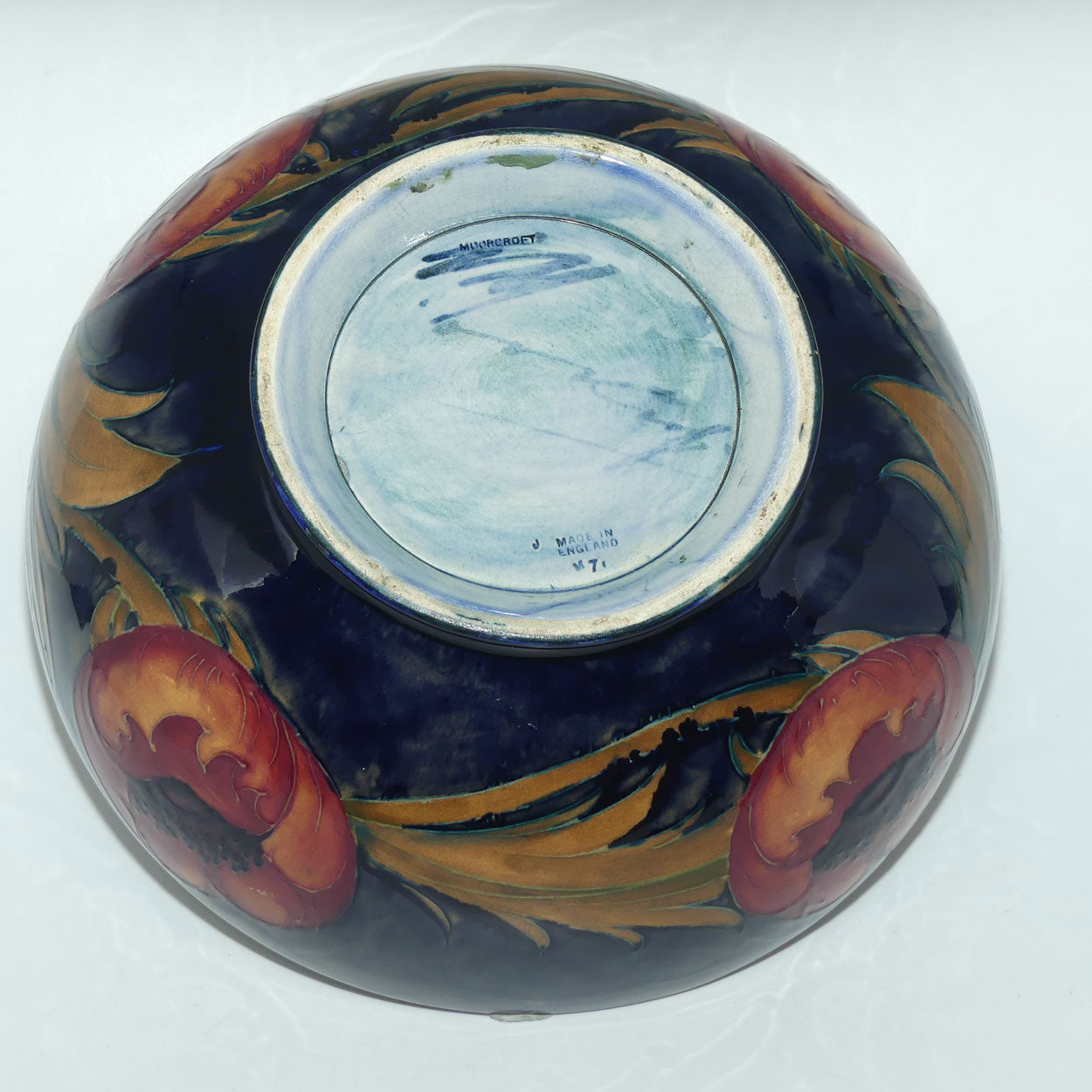 William Moorcroft Poppies fruit bowl  | Ochre Poppies | #2