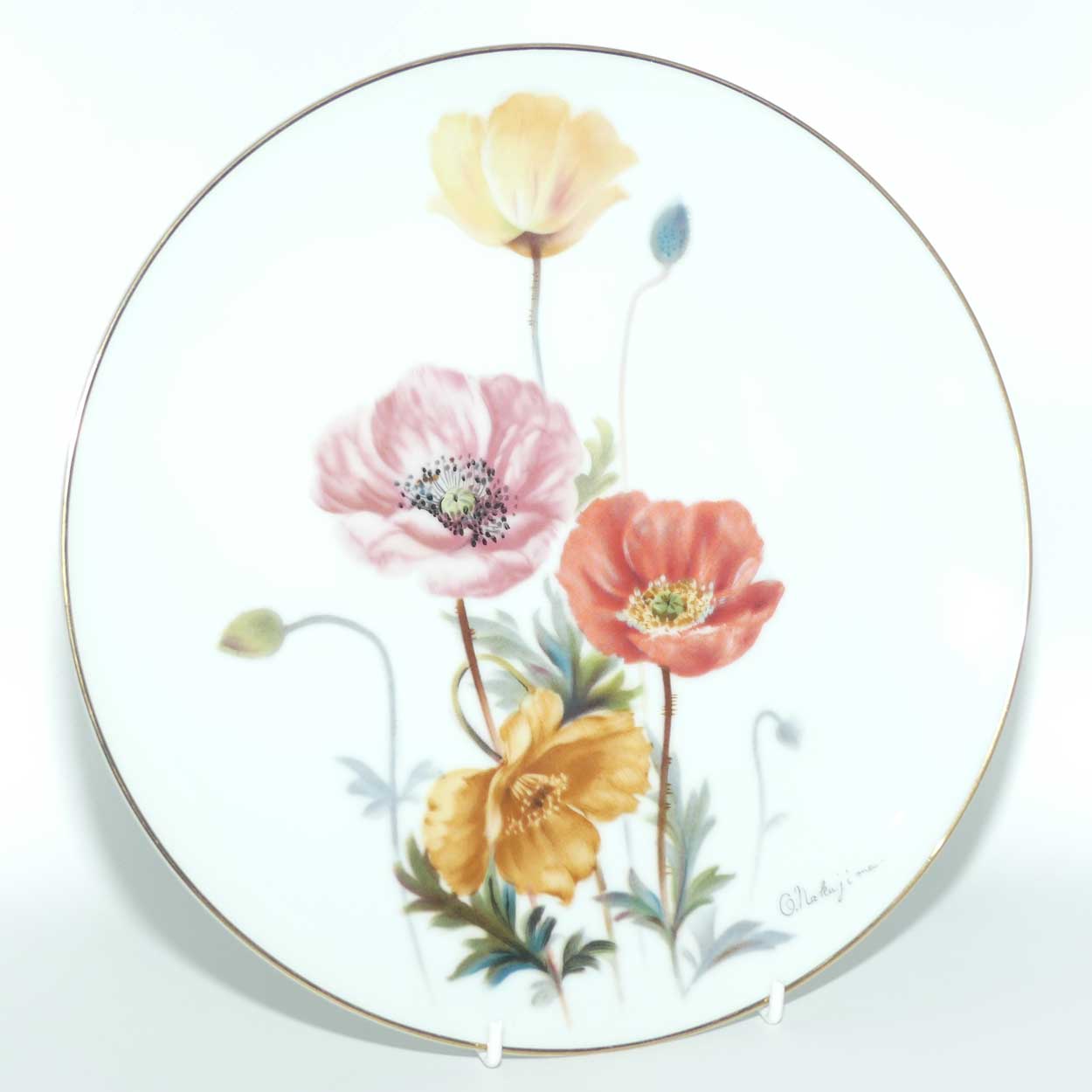 Noritake | Nippon Toki Kaisha Poppies plate signed O Nakajima