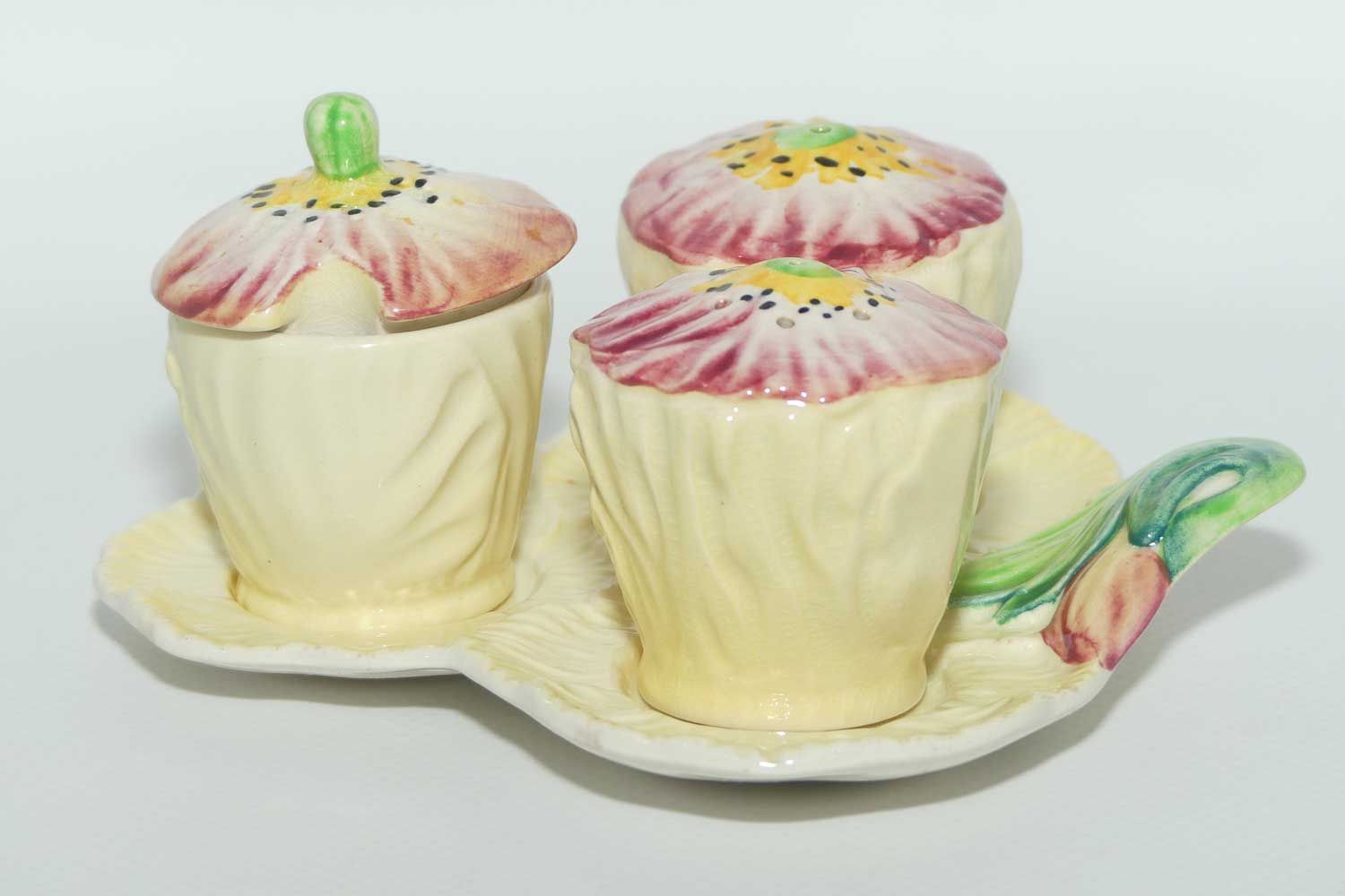 Carlton Ware Poppy pattern cruet set on tray