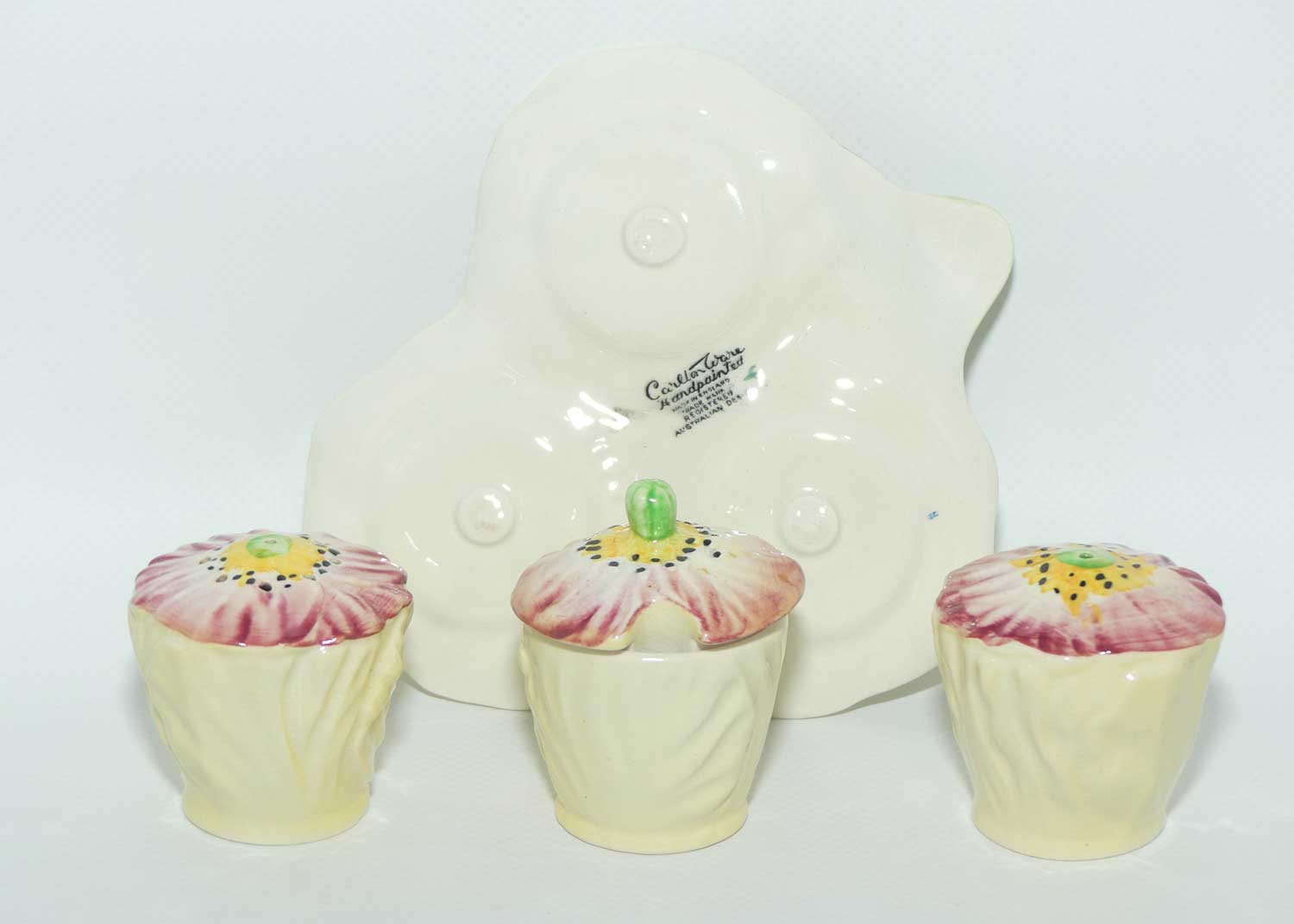 Carlton Ware Poppy pattern cruet set on tray