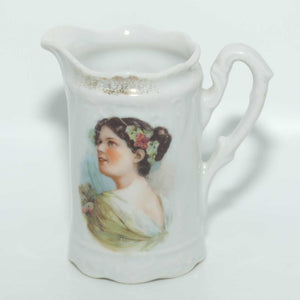 European Porcelain miniature milk jug | Portrait of Young Lady