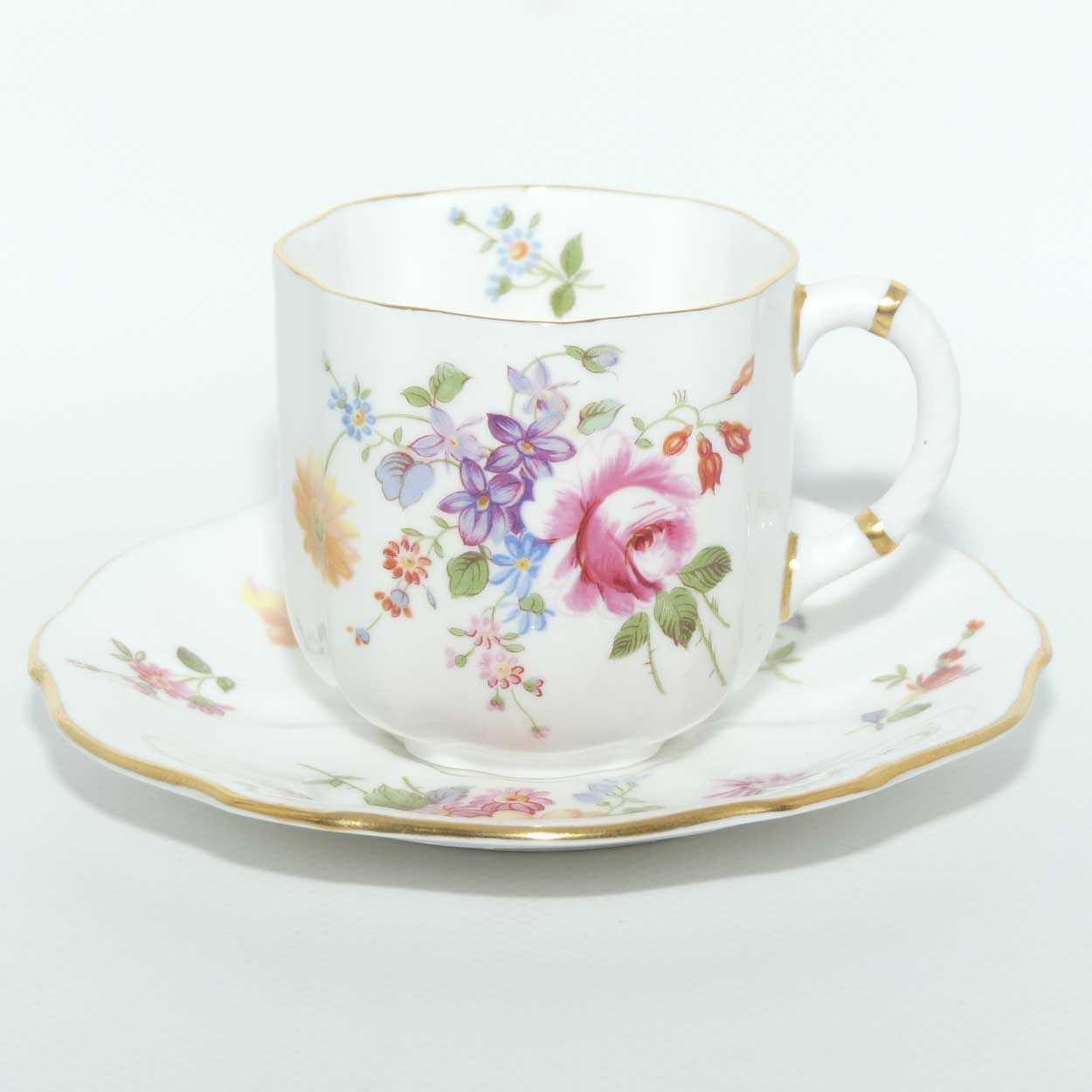 Royal Crown Derby Derby Posies coffee duo | Green Backstamp