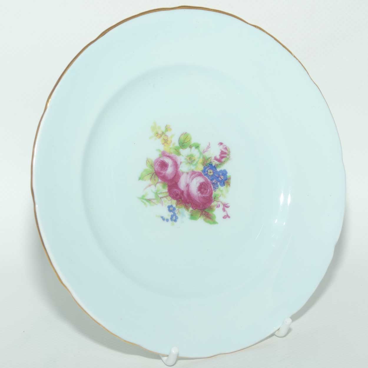 EB Foley Bone China Floral Spray trio | Pale Blue ground with Yellow Interior