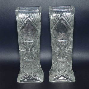 EAPG | Early American Pressed Glass pair of box section vasesEAPG | Early American Pressed Glass pair of box section vases