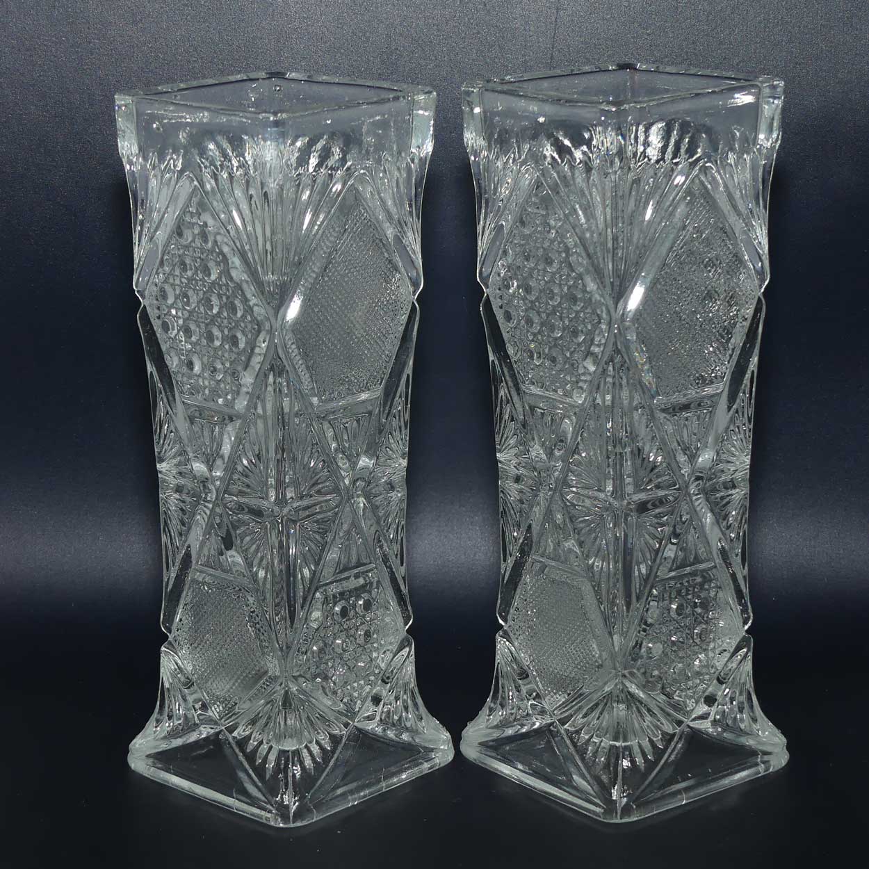 EAPG | Early American Pressed Glass pair of box section vases