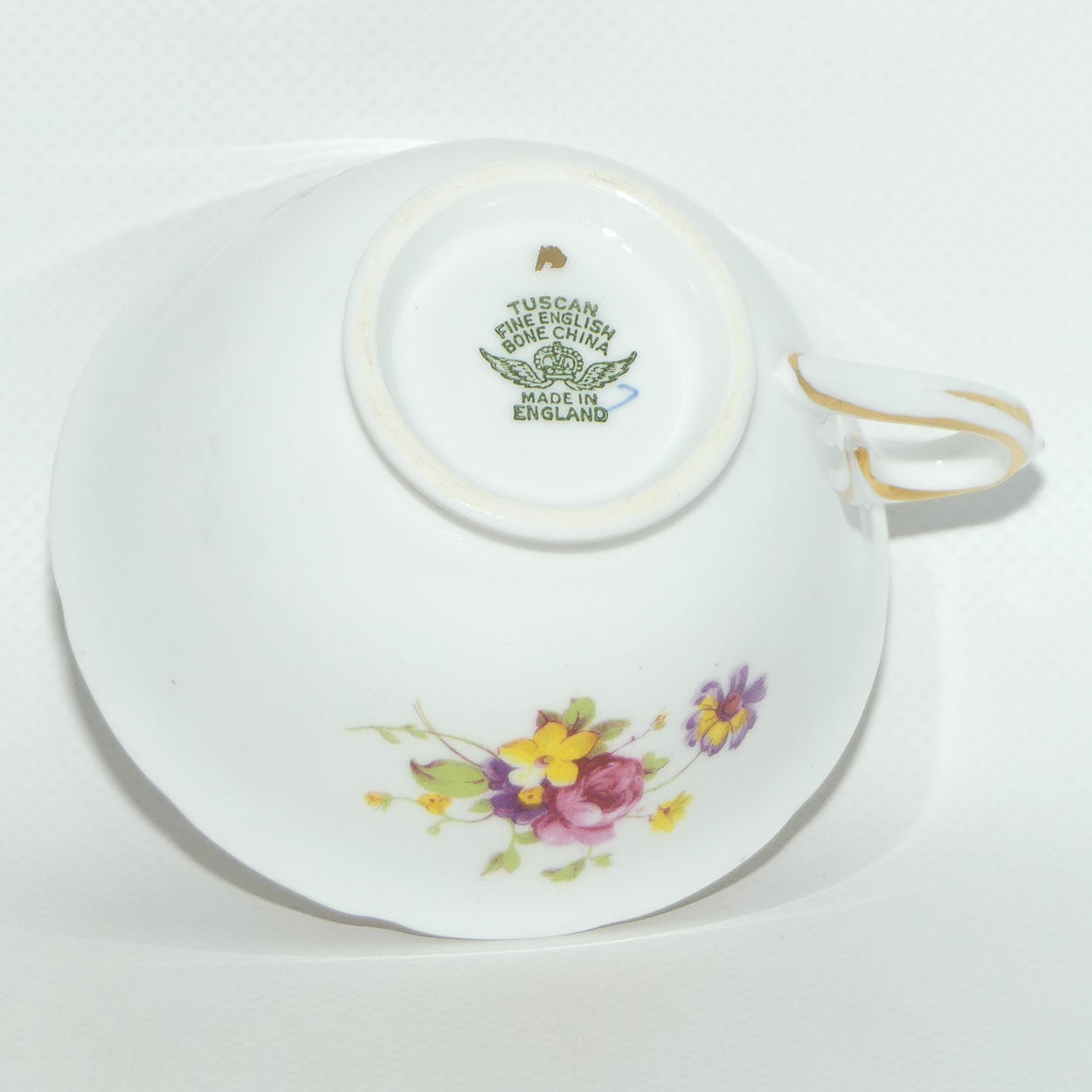 Tuscan Bone China Blue Border with Floral panels trio