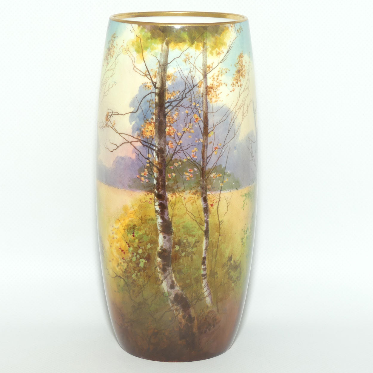 Royal Doulton hand painted & gilt Trees cylindrical vase | John Price