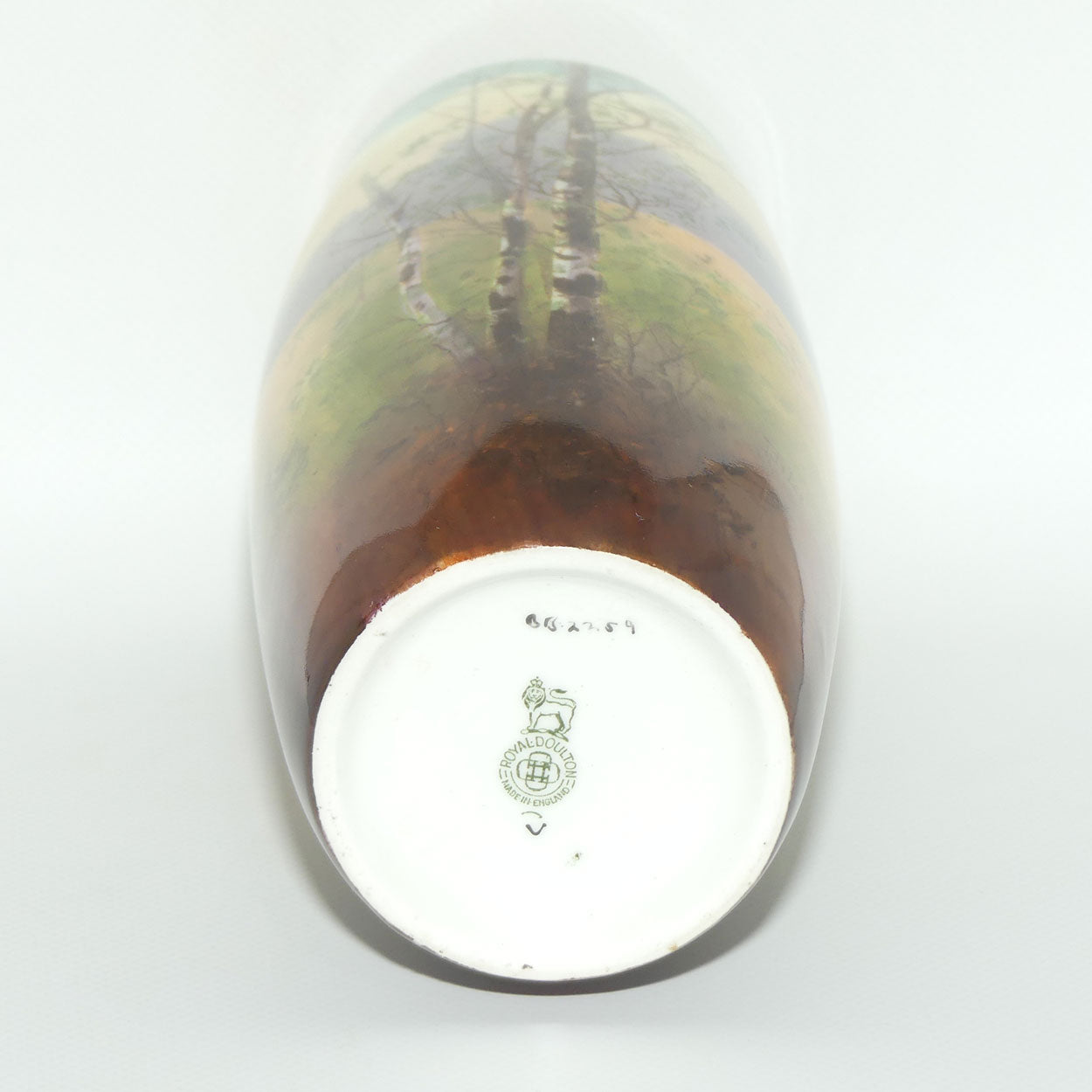 Royal Doulton hand painted & gilt Trees cylindrical vase (Price)
