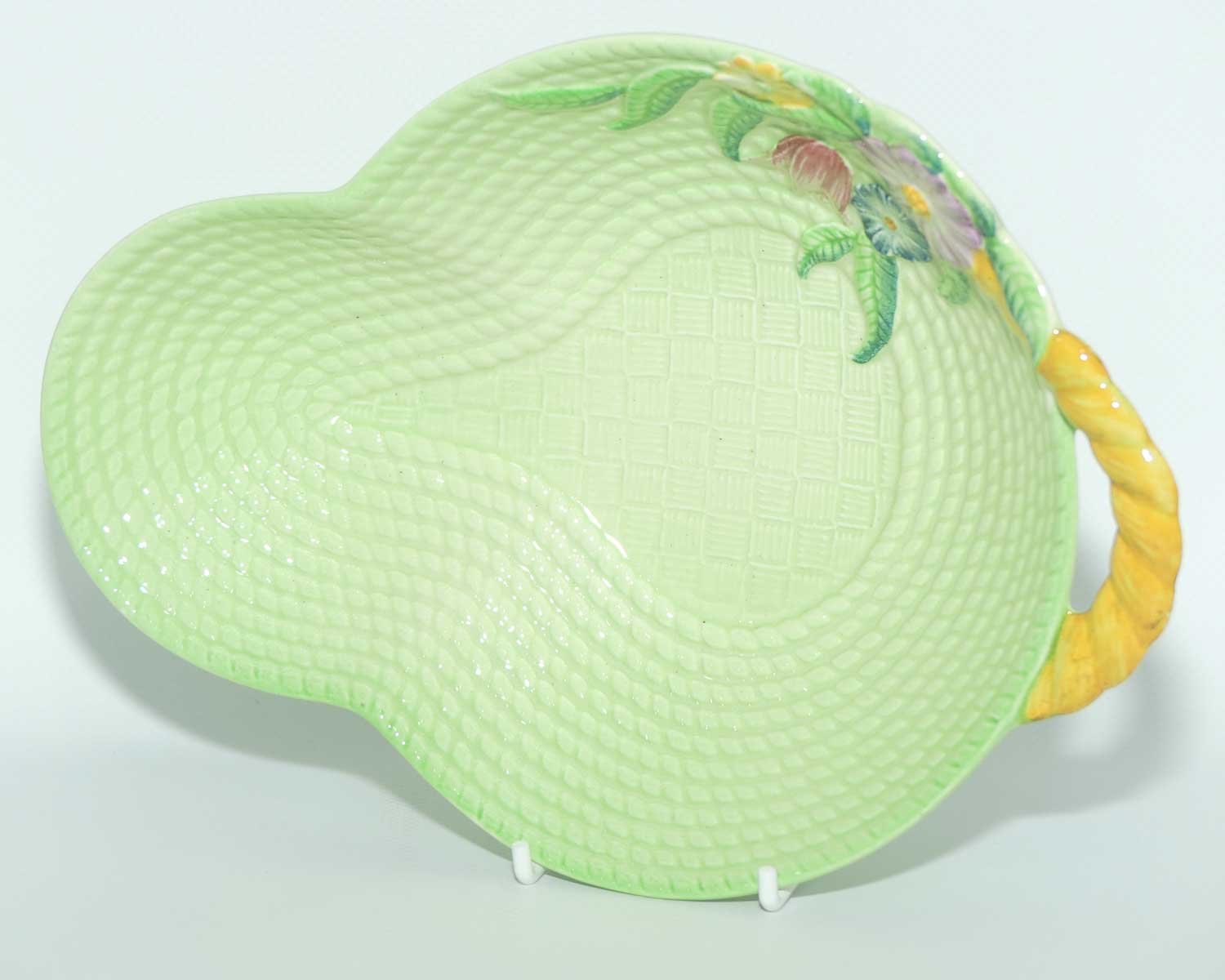 Carlton Ware Embossed Floral and Basket weave bowl with Yellow Handle