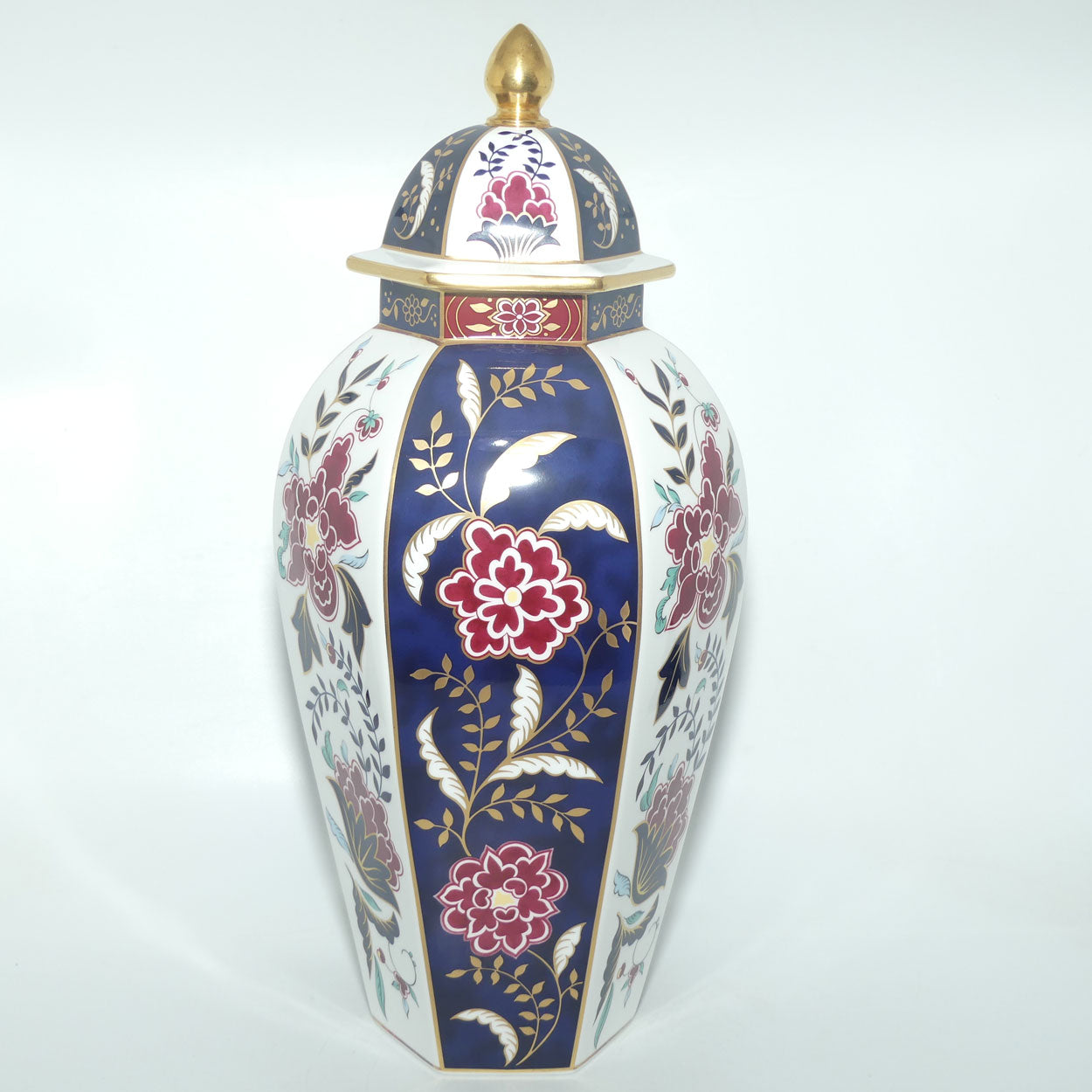Royal Worcester hexagonal Hancock Panelled vase with lid | Prince Regent pattern | Ltd Ed