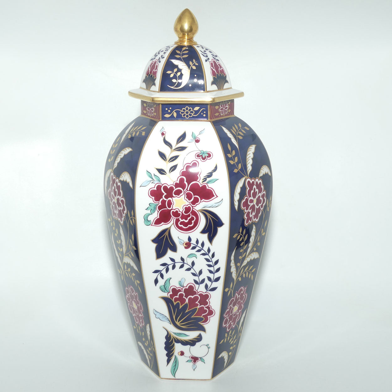 Royal Worcester hexagonal Hancock Panelled vase with lid | Prince Regent pattern | Ltd Ed