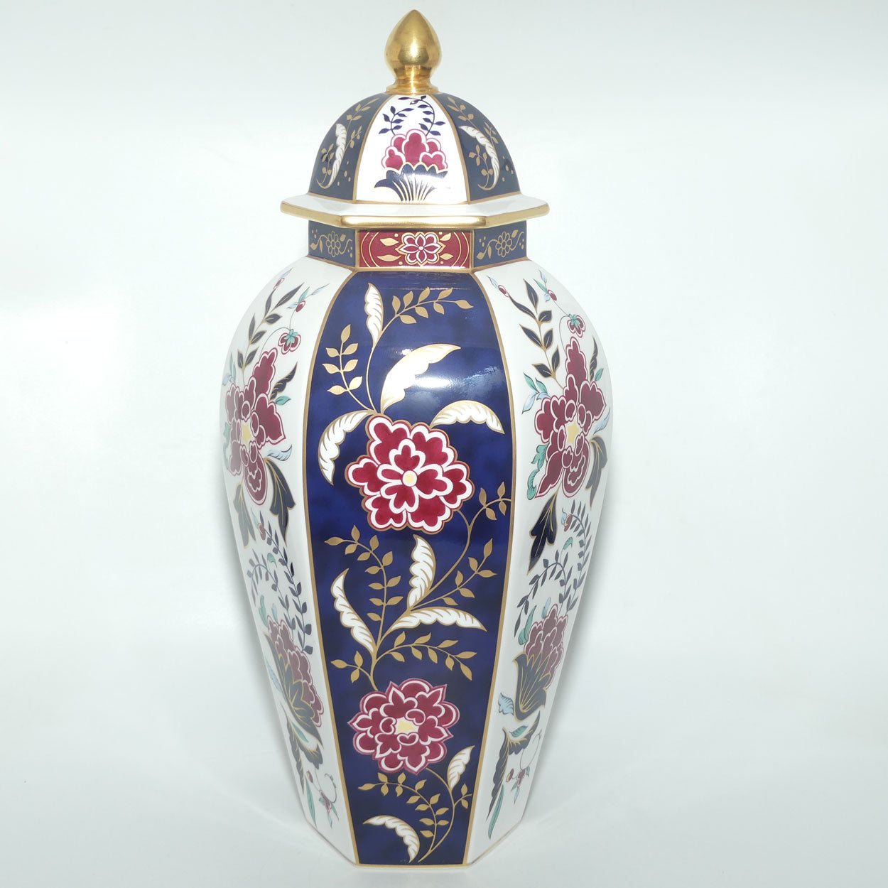 Royal Worcester hexagonal Hancock Panelled vase with lid | Prince Regent pattern | Ltd Ed