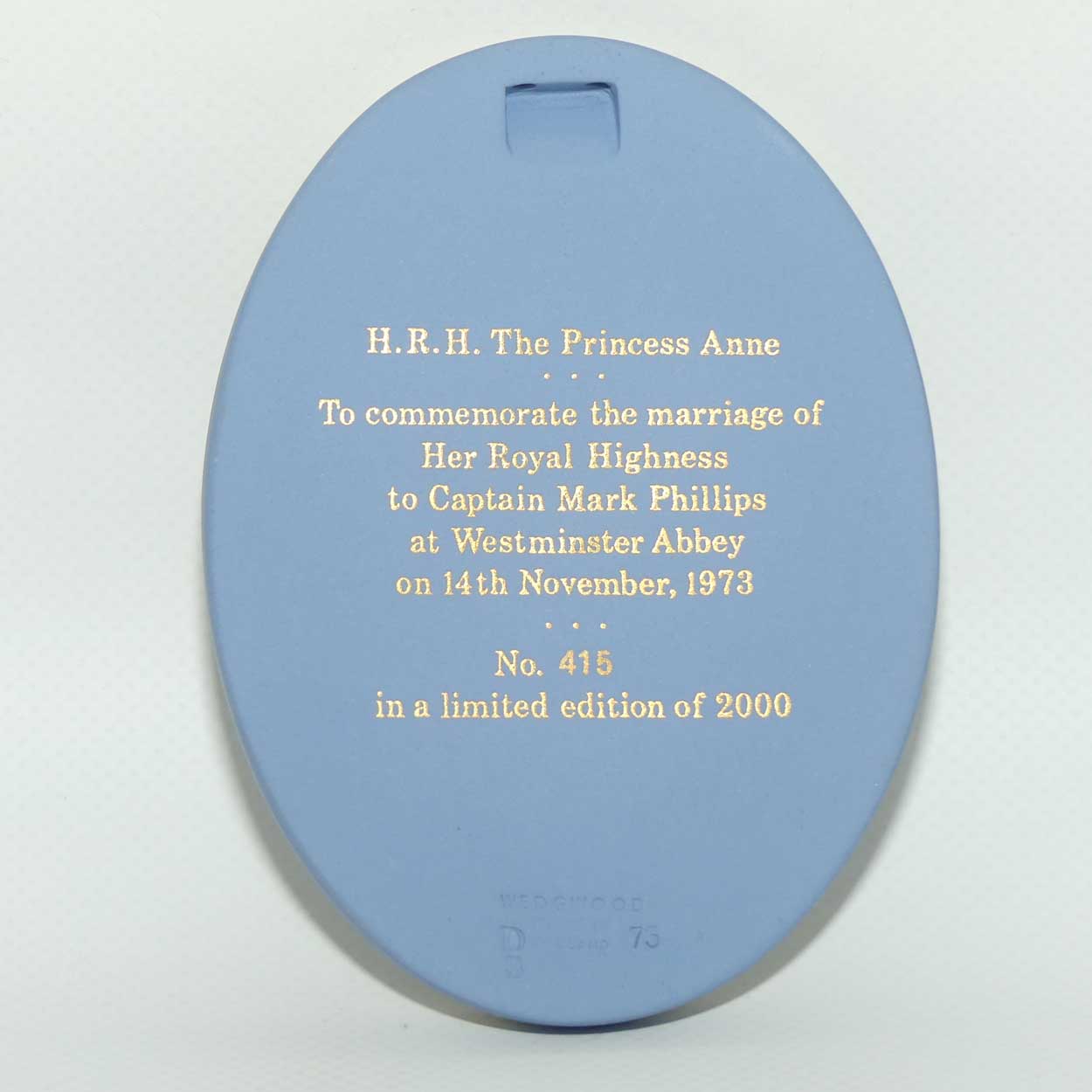 Wedgwood Jasper Medallion | HRH The Princess Anne | Wedding | boxed