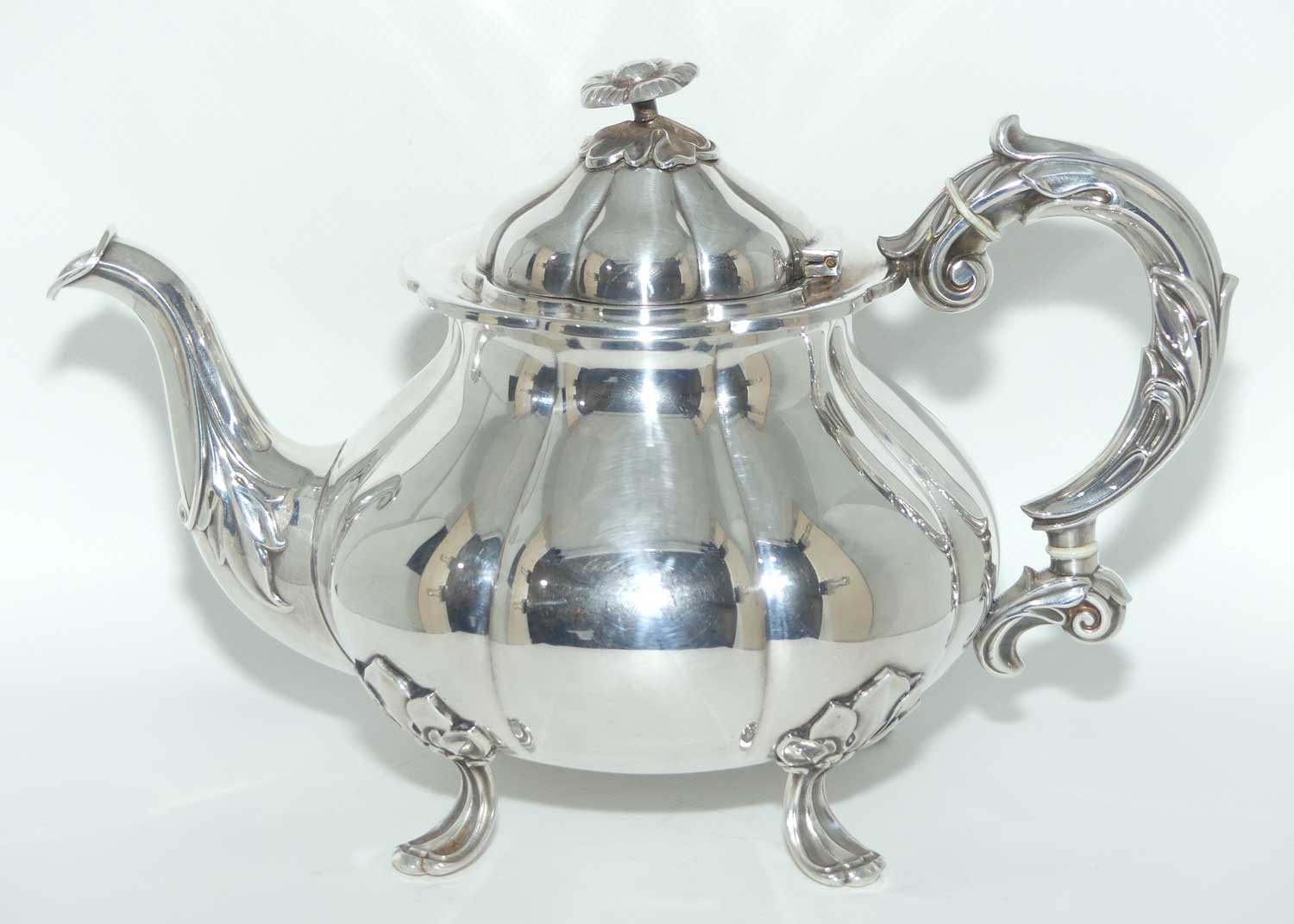 Fine quality Cohr Denmark EPNS Silver Plated Tea Pot with pumpkin shape on 4 feet