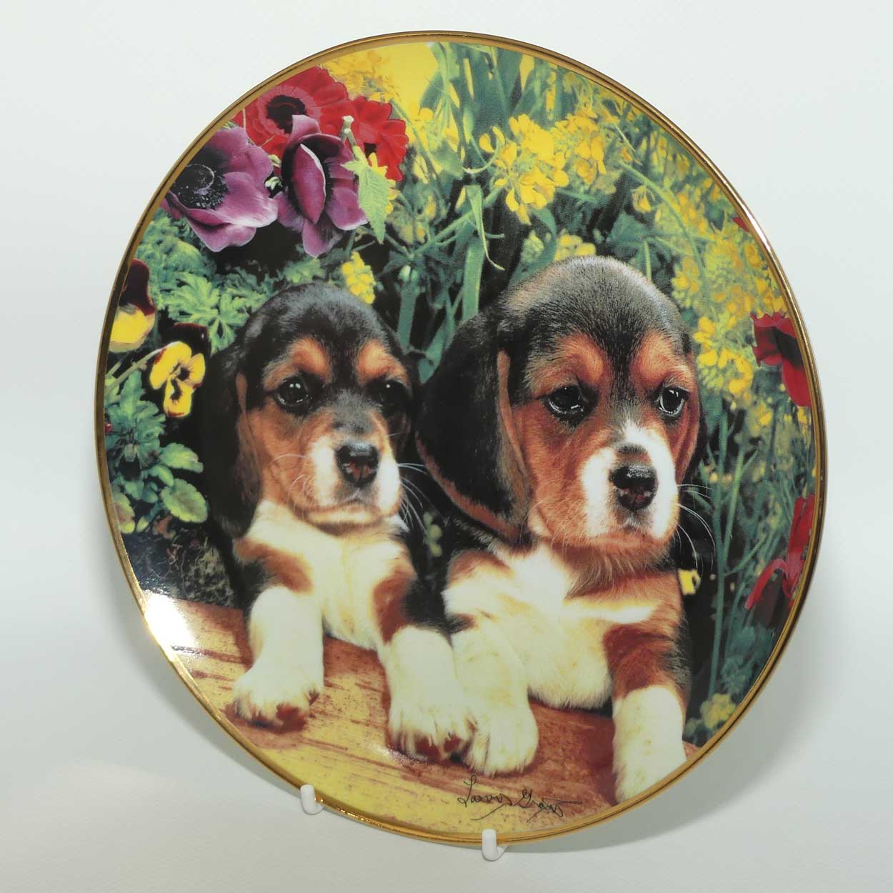 Franklin Mint | Puppies and Posies plate by Larry Grant